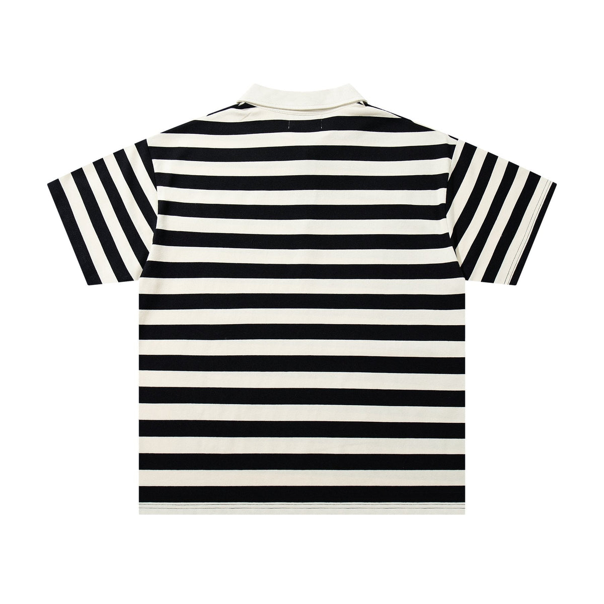 MAJESTIK Skull Graphic Striped Zip-Collar T-Shirt — back